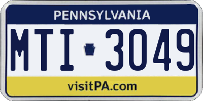 PA license plate MTI3049