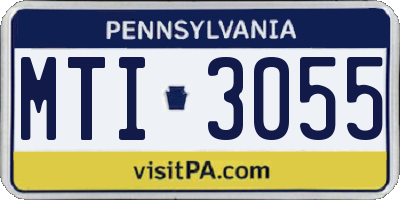 PA license plate MTI3055