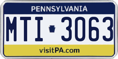 PA license plate MTI3063