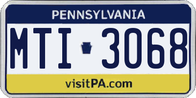 PA license plate MTI3068