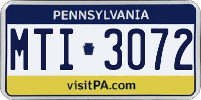 PA license plate MTI3072