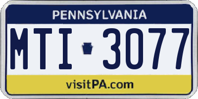 PA license plate MTI3077