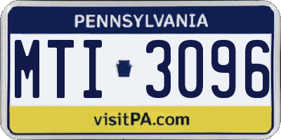 PA license plate MTI3096