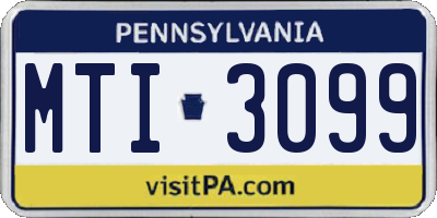 PA license plate MTI3099