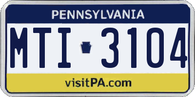PA license plate MTI3104