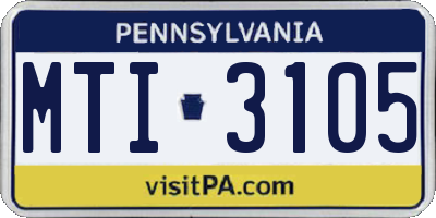 PA license plate MTI3105