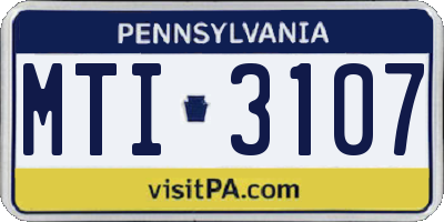 PA license plate MTI3107
