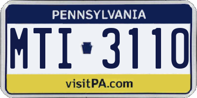 PA license plate MTI3110