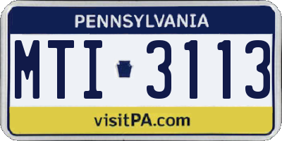 PA license plate MTI3113
