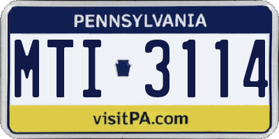PA license plate MTI3114
