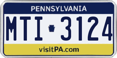 PA license plate MTI3124