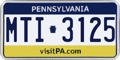 PA license plate MTI3125