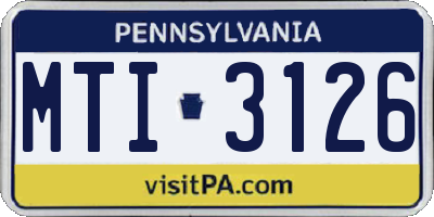 PA license plate MTI3126