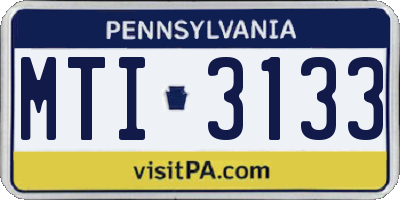 PA license plate MTI3133