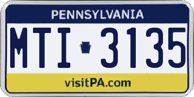 PA license plate MTI3135