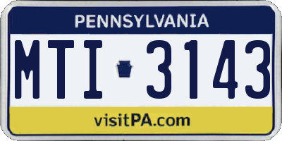 PA license plate MTI3143