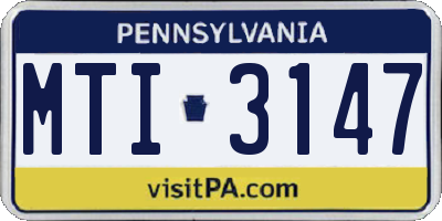 PA license plate MTI3147