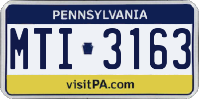 PA license plate MTI3163