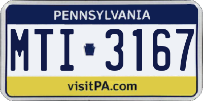 PA license plate MTI3167