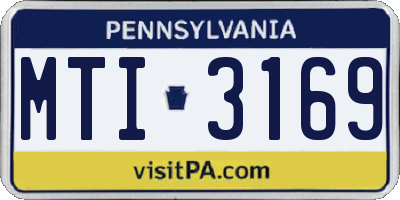 PA license plate MTI3169