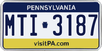 PA license plate MTI3187