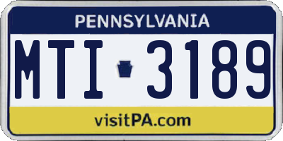 PA license plate MTI3189
