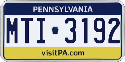 PA license plate MTI3192