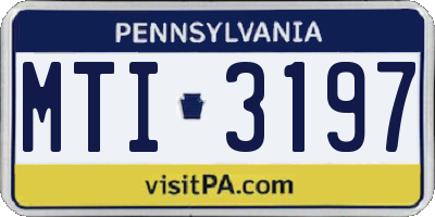 PA license plate MTI3197
