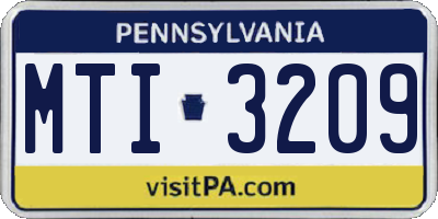 PA license plate MTI3209