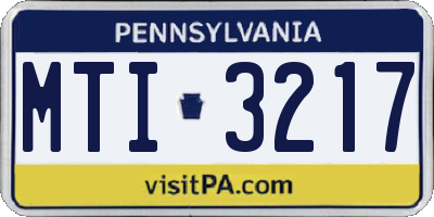 PA license plate MTI3217
