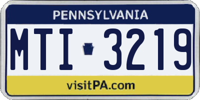 PA license plate MTI3219