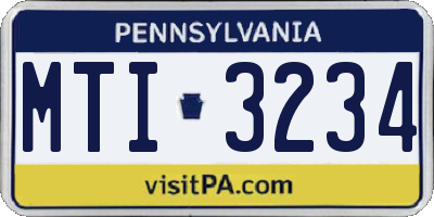 PA license plate MTI3234