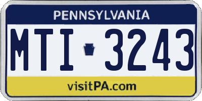 PA license plate MTI3243