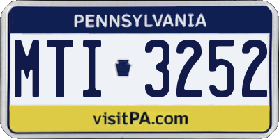 PA license plate MTI3252