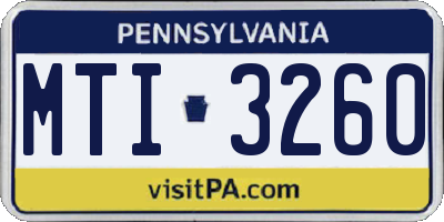 PA license plate MTI3260