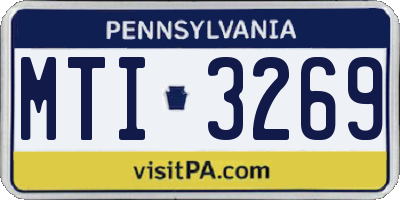 PA license plate MTI3269