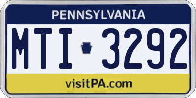 PA license plate MTI3292