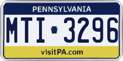 PA license plate MTI3296