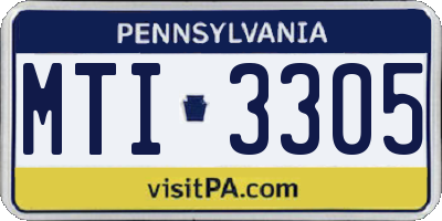 PA license plate MTI3305
