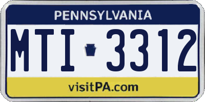 PA license plate MTI3312