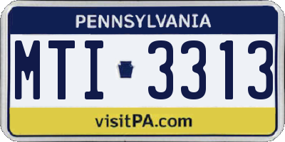 PA license plate MTI3313