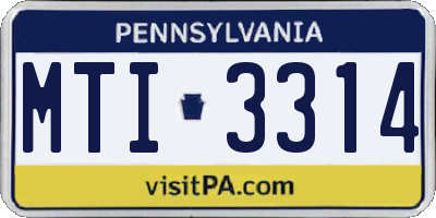 PA license plate MTI3314
