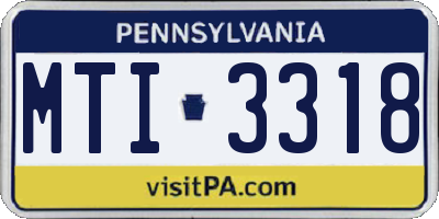 PA license plate MTI3318