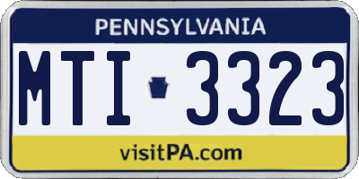 PA license plate MTI3323