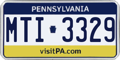 PA license plate MTI3329