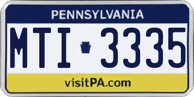 PA license plate MTI3335