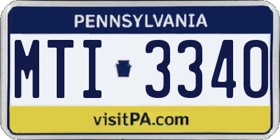 PA license plate MTI3340