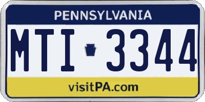 PA license plate MTI3344