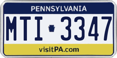 PA license plate MTI3347