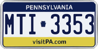 PA license plate MTI3353